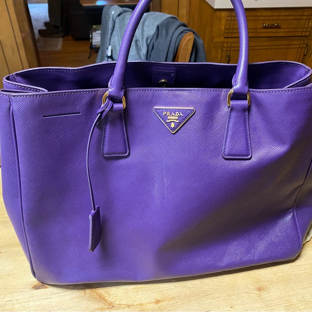 Prada Saffiano Lux Leather Purple Tote - Picture 2 of 12